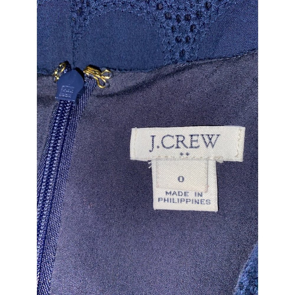 J Crew 0 Womens Dress Navy Blue 100% Cotton Pockets‎ Cute Zip Lined Flirty Work - Picture 6 of 8